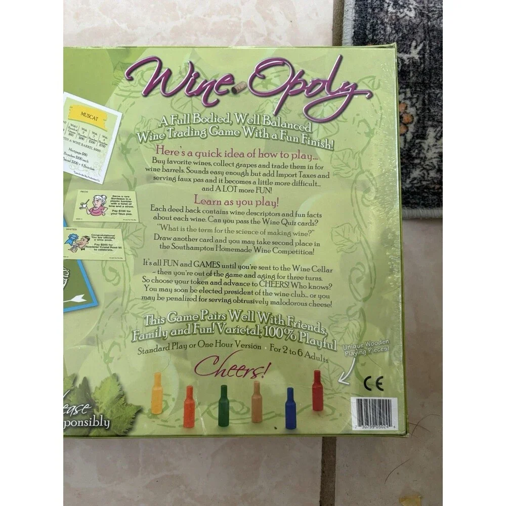 Late for the Sky Wine-Opoly Trading Board Game New, Sealed Made In The U.S.A.